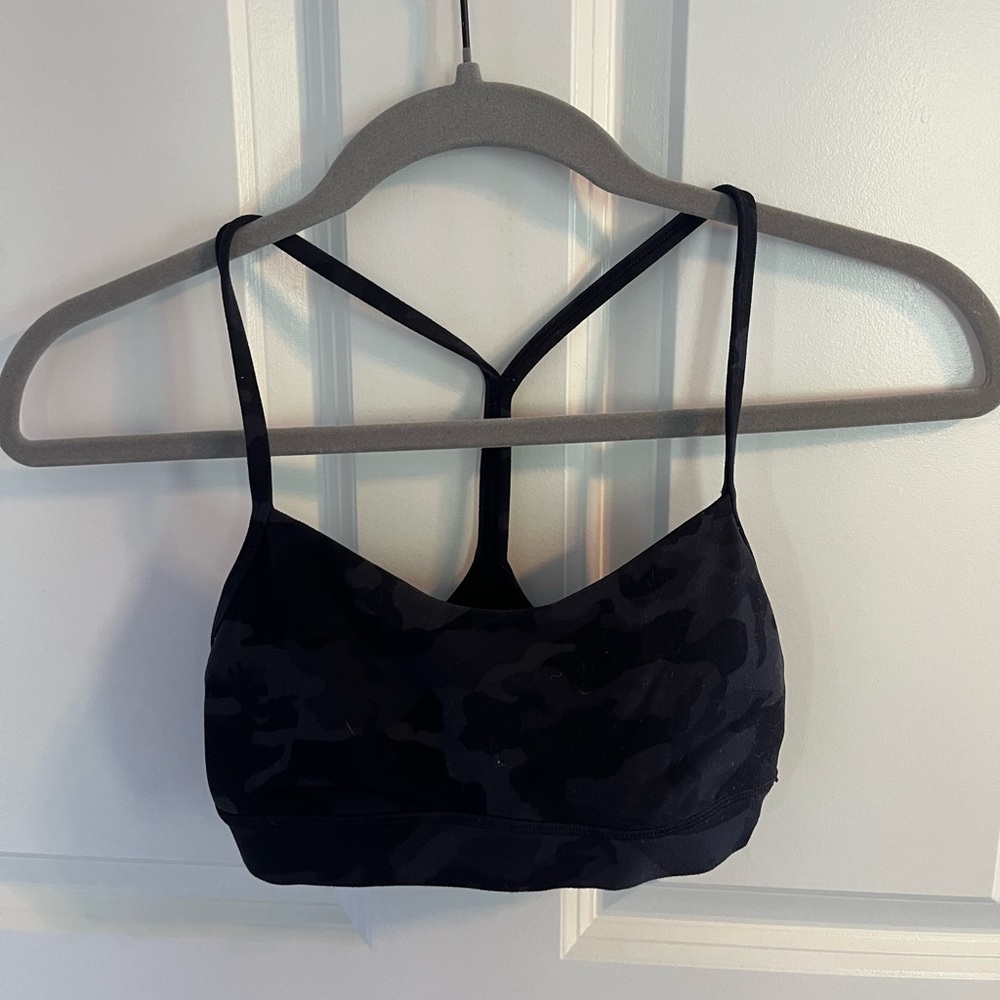 Lululemon Black Camouflage flow Y Sports Bra